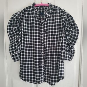 Gap Puff Sleeve Flannel Buttondown